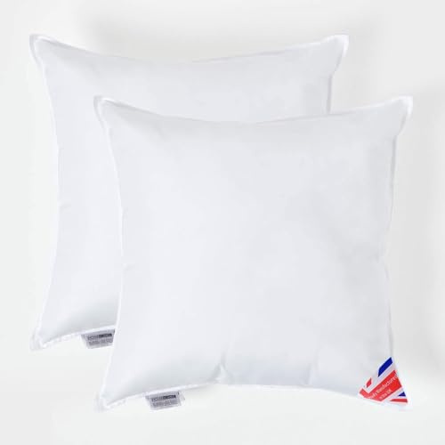 HOMESCAPES 2 Pack Luxury Super Microfibre Cushion Inserts 60cm x 60cm (24 x 24”) Perfect Bounce Back and Soft Cover Generously Filled Inner Pads Hypoallergenic Cushion Filler Handmade Machine Washable