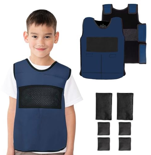 Weste für Kinder inklusive 6 abnehmbaren Gewichten (Marineblau, Medium)