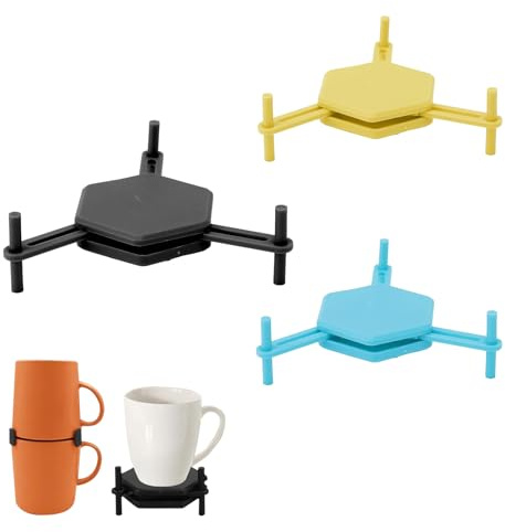 DINGFENG Tassenstapler, 3 StückKaffeetassen-Organizer, Kaffeebecherhalter Stapelbare Tassenaufbewahrung, Küchenschrank Kaffeetassenständer für Becher, Teetassen und Kaffeetassen, Platzsparend
