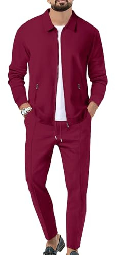 Veriliss Tracksuits Da Uomo 2 Pezzi Waffle Soft Hoodies Felpa Set Tuta Da Uomo Allenamento Top & Bottom Set Sport Jogging Suit Set