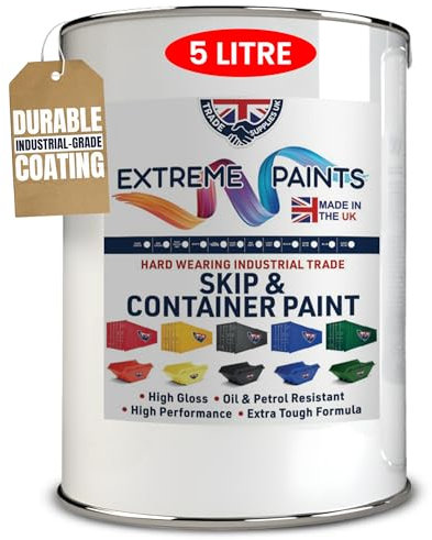 TRADE SUPPLIES UK - Extreme Skip & Container Industrial Paint – High Durability, Gloss Finish, Rust Inhibiting, Heavy-Duty Enamel Paint for Wood, Concrete & Metal - Yellow, 5L