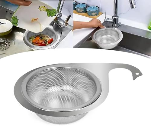 suzmei Stainless Steel Swan Sink Strainer Basket, Faucet Hanging Filter Basket, Kitchen Sink Drain Basket Swan Drain Rack, Multi-Functional Drain Basket,Kitchen Sink Organizer (1 Pack, L:24cm/9.4inch)