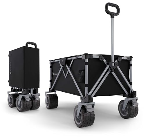 Kinderkraft ROLLSTER, Carro de Transporte Plegable, Capacidad de 130 litros, Capacidad de Carga de 100 kg, Peso Ligero de 10,3 kg, Negro