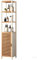 AlpineAura Bad Hochschrank Badezimmer Hochschrank, Bad Schrank Schmal mit 3 Offene Fächern und 1 Schrank, Bambusregal für Badezimmer Wohnzimmer, Küche, Flur,160 * 35 * 35 cm