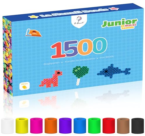 La Manuli Große Bügelperlen 10mm - 1500 Stück XL Steckperlen für Kinder ab 3 Jahren, Nachfüllset Bastelperlen (Bunte farben)