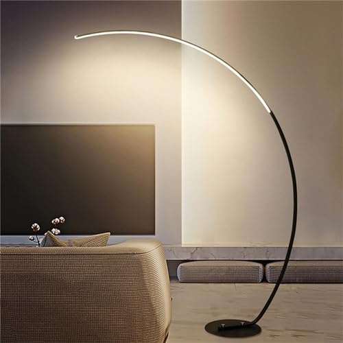 Lámpara de pie de arco regulable con control remoto, moderna lámpara de pie de lectura LED negra de 65'', lámpara alta con 3 temperaturas de color, lámpara de pie arqueada para sala de estar, dormitor