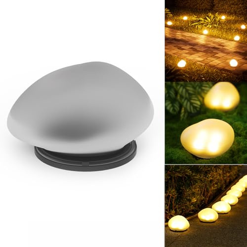 YZYOE LED solare alimentato oca luci di pietra calda, luce calda all'aperto cortile piastrelle decorative luci di pietra Wireless Crepuscolo all'alba impermeabile giardino strada lampada paesaggio.