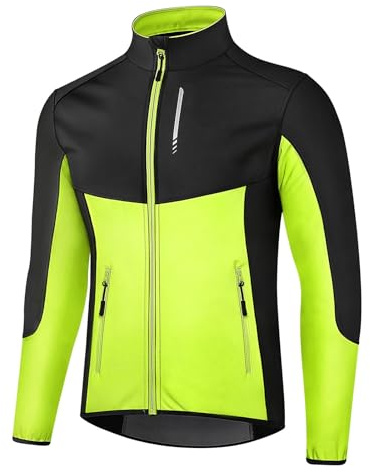 Generisch 2026 - Fahrradjacke Laufjacke Sportliche Softshelljacke Warm Winddicht MTB Laufen Joggen Bergsteigen Herren Stehkragen Mit 2 Taschen Grün & Grau (Green, M)