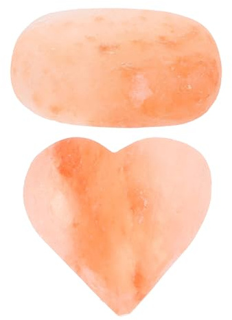 Gogogmee 2 Pezzi Kit 2 Pezzi Saponette Naturali al Sale Minerale a Forma di Cuore e Ovale, Pietre da Massaggio Esfolianti per Viso e Corpo, Sapone Minerale per Doccia e Spa, Adatto a Tutti