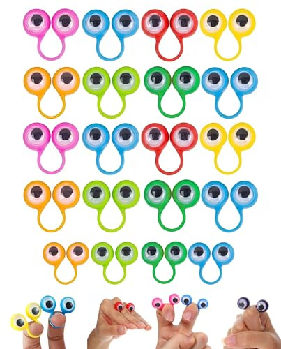 WUNZILO 20 Pièces Marionnettes à Doigts Oeil Doigt marionnette,Marionnettes à Doigt des Yeux,Jouet éducatif Doigt pour Enfants Goodie Sac Pâques Party Favors La Fête (Couleur aléatoire)