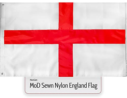 MoD England Flag Sewn Nylon Fabric Large St Georges Cross 5ft x 3ft Heavy Duty Waterproof With Eyelets