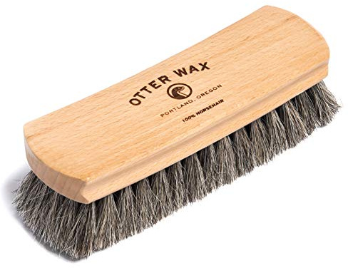 Otter Wax Premium Horsehair Shoe Brush | Soft Natural Horsehair for Leather Polishing & Buffing | Ergonomic Birch Handle | Safe for Delicate Leather & Fabric