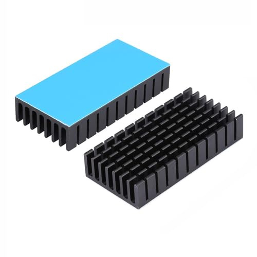 Awxlumv 2Pcs 50mm Heatsink 50x25x10mm/ 2 x 1x 0.4 inch with Thermal Conductive Tape, Cooler Aluminum Heat Sink for Cooling Raspberry Pi, M.2 SSD NVMe mSATA Mini-SATA PCB Device (50mmx25mmx10mm)