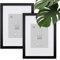 Blumtal – 2er Set Bilderrahmen 21x30 cm, hochwertiger Fotorahmen Berlin aus Holz mit Passepartout, zum Aufhängen und Aufstellen, schwarz