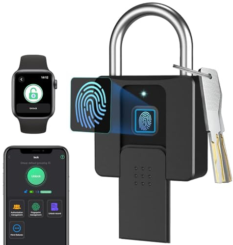 Candado con llave con huella digital Aplicación Bluetooth Cerradura de combinación eLinkSmart: Candado grande para puerta Taquilla de gimnasio Exterior Resistente al agua