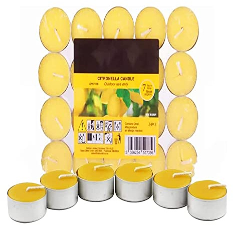 PHG Fresh Scented Tealight Candle Set - 7 Hour Burn Time | Premium Quality Citronella Tealights for Home Decoration