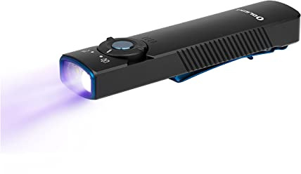 OLIGHT Arkfeld UV Lampada EDC Ricaricabile a Luce Bianca e Lampada Combinata Funzionale LED IPX7 e Test di Caduta da 1 m per Lavori all'aperto e Situazioni di Emergenza (Nero CW)