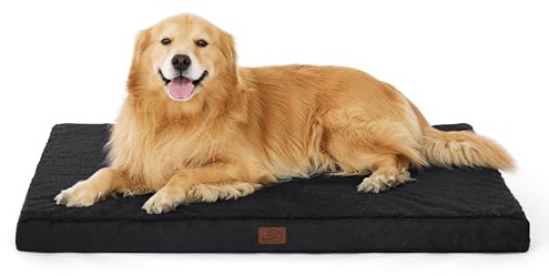 BEDSURE Orthopädisches Hundebett Große Hunde waschbar, 112x81cm schwarz | Egg-Crate Schaumstoff Komfort Unterstützung Hundematte, Rutschfeste Unterseite, Abnehmbare Hülle, Für Große Hunde
