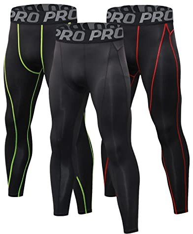 LANBAOSI Lot de 3 Leggings Compression Homme Thermique sous-Vêtement Caleçon Long Hiver Chaude Couche de Base Pantalon
