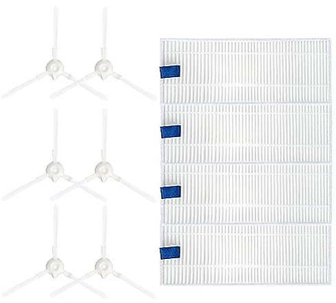 Donkivvy Lot de 10 filtres à Brosse latérale pour aspirateur Explorer 20 40 45 50 Series RG687 RR682 RR688, 4 filtres HEPA, 6 brosses latérales