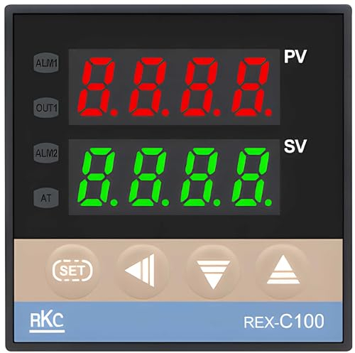 Retoo Temperaturregler Temperaturthermostat, REX-C100, Programmierbar, Temperatursensor, Thermosta, Controller, LCD Display, Thermostatschalter 1m Sonde, -50-110 Celsius, Alarm, AC 110V-220V