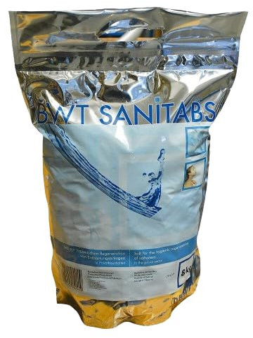BWT Sel régénérant SANITABS avec effet hygiénique en sac de 8 kg avec chiffon en viscose SanVo