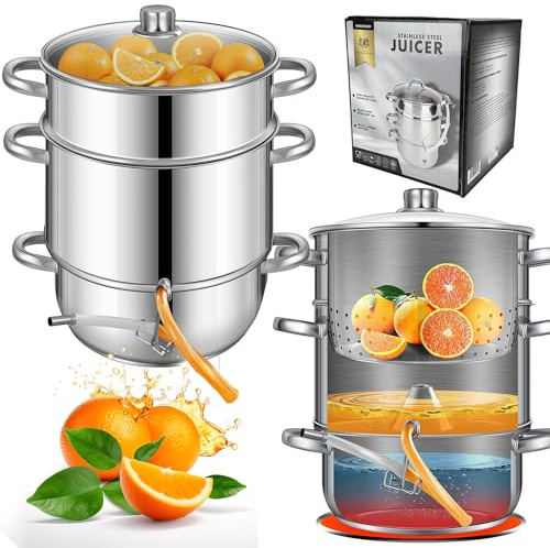 KARL HAUSMANN Dampfentsafter aus Edelstahl - 8L - Entsafter für alle Herdarten auch Induktionsgeeignet - Fruchtentsafter mit Glasdeckel - Topf Entsafter - Saftpresse - Juice Machine - Spülmaschinen