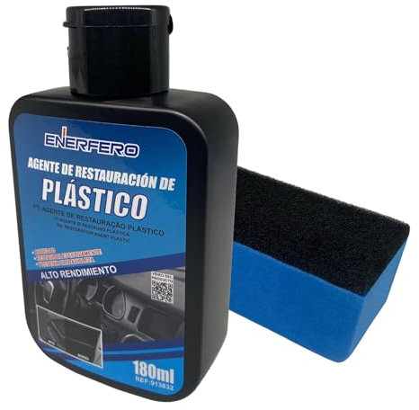 ENERFERO Auto Innenraum Reiniger, Kunststoffreiniger für Auto, Kratzer Entfernen und Innenraumreinigung, Außenseite des Autos wiederherstellen, Kunststoffpflege Auto 180 ml mit Premium-Schwamm