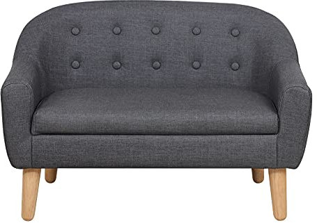 DGBAOBEI Kids Sofa Couch,PVC leather Children's Armchair,2 Seater Toddler Sofa Chair with Wooden Legs (grey)