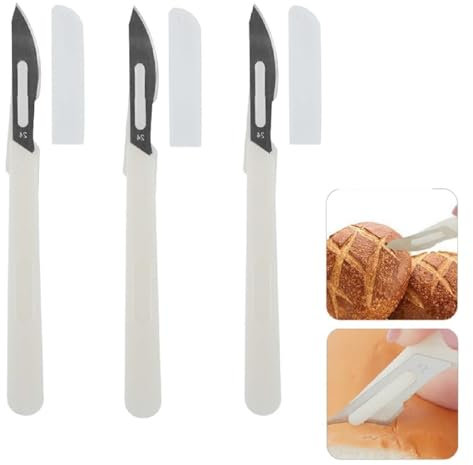 Kiuiom Coltello Da Pane,Strumento Da Taglio Per Panettiere,Taglierino Per Pane,Lame Da Panettiere 3PC Pane Coltello Per Incidere Per Marcare Modelli Coltello Da Cucina Fai-Da-Te Con Impasto Per Pane