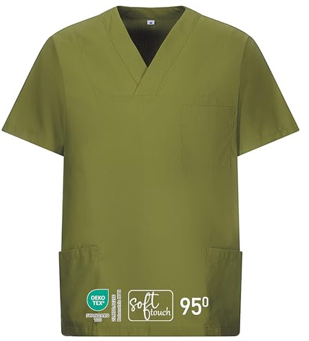EXNER Medizinischer Schlupf-Kasack, OP-Kasack, Unisex, für Krankenpflege, Altenpflege, Farbe Olive, Größe 7XL