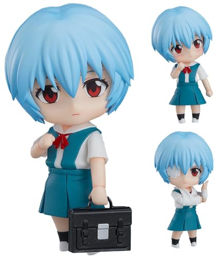 Jiumaocleu Ayanami Rei Action Figure, 10 cm Mini Anime Figura Ayanami Rei Mobile Figura con Accessori, Testa Può Cambiare, Simpatica Figura Fatto a Mano da Collezione Regali per i Fan