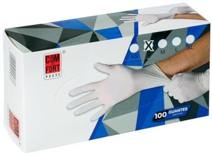Mundo Home Guantes de Vinilo Desechables para Higiene y Protección - Guantes Vinilo Sin Polvo para Uso Médico y Cocina - Guantes Desechables Resistentes para Limpieza y Manipular Alimentos (100, S)