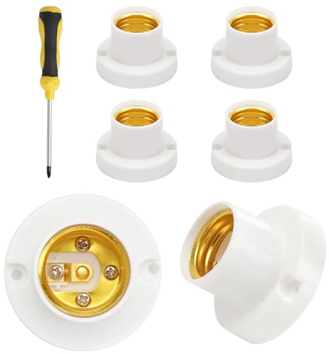 DAWRIS 4 piezas de portalámparas impermeables E27 con destornillador de cruz, portalámparas E27 de plástico ABS para techo para lámparas E27 para pasillos, balcones, sótanos, garajes (blanco)