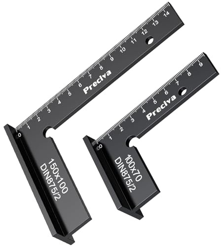 2 Stück Anschlagwinkel set Schlosserwinkel mit Anschlag Zimmermannswinkel mit Messskala(cm) Winkelmesser Metall Schreinerwinkel Tischlerwinkel Klein Metallwinkel 90 Grad für Präzise Arbeiten