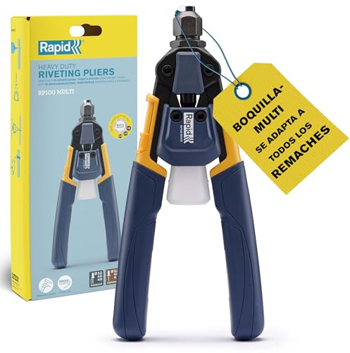 Rapid RP100 Riveteuse manuelle robuste avec buse multiple et technologie de réduction de puissance, Riveteuse ergonomique pour rivets aluminium, acier inoxydable et cuivre de Ø3,2 à Ø4,8mm - (5001721)