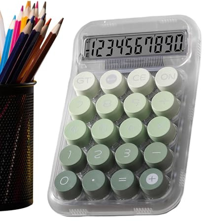 Calculadora mecánica – Calculadora estética transparente con base de mesa antideslizante, botones mecánicos | Para oficina, escuela, uso doméstico, portátil para cálculos fáciles