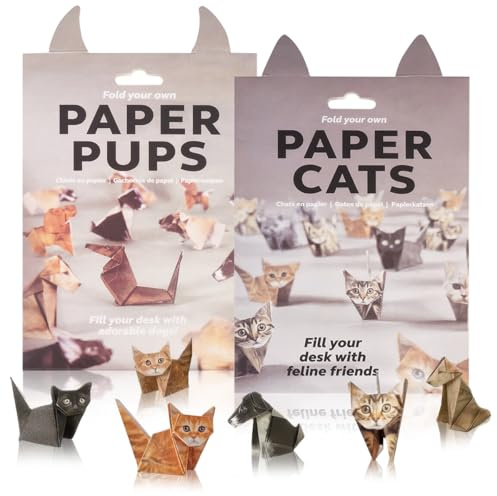 100 Hojas Origami Gatos Craft Kit, Creative Papel Gatos Origami 3D | Kit de Papel de Origami para Gatos, DIY Paper Perro Gato Craft Kit, Decoración Creativa de Escritorio, para Adultos
