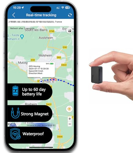 Mini Traceur GPS 4G sans Carte SIM sans Limite de Distance, Autonomie 60 Jours, Suivi en Temps Réel, 6 Mois d'Historique, Alertes APP, Aimanté Tracker GPS pour Voiture,Vélo,Moto,Enfants TK903