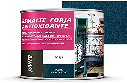 JOVIRA PINTURAS Esmalte Forja Antioxidante al Disolvente. Protección y decoración sobre hierro. (750 Mililitros, Azul Pavonado)