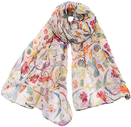 TBSCWYF Fular De Mujer Bordado Con Flores Bufanda De Seda Diseño Retro Elegante Pañuelo cuello Estola Elegante Pañuelo cuello Estola Multicolor (Beige)