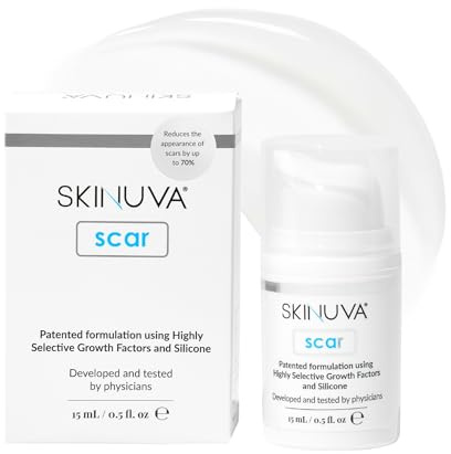 Skinuva® Scar Cream for Face & Body - Old & New Scar Treatment for Surgery, Burns & Other Skin Trauma (0.5 oz)