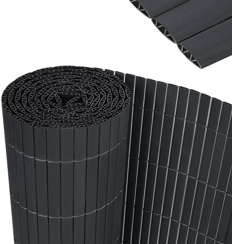YRHome PVC Sichtschutzmatte 180x600cm Stabile W-Form Sichtschutzzaun Balkon Balkonsichtschutz Sichtschutz mit Kabelbindern Windschutz Wetterfest UV-beständig für Garten Terrasse, Anthrazit