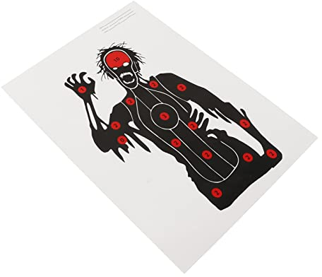 Schießscheiben Papier, 10 Stück Zielübungen Schießpapier Bogenschießen Papierscheiben Bogen Pfeil Jagdschießen Zubehör 45x32cm (Zombie-Schädel