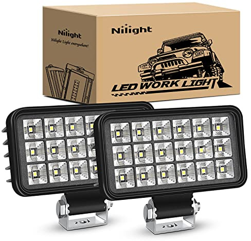 Nilight 4.4 Inch Square Utility LED Work Light W/Integrated Toggle Switch, 2PCS 36W 150° Flood Lamp for Offroad Heavy Equipment Vehicles Truck Tractor Golf Cart Boat ATV UTV