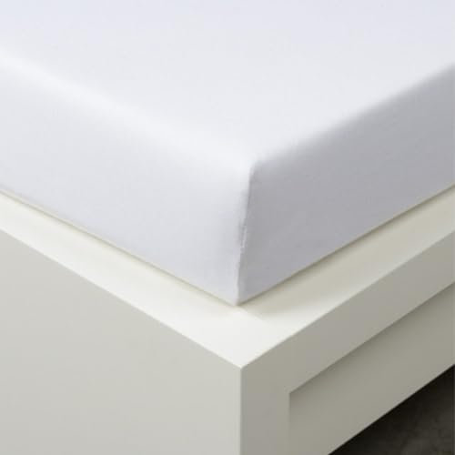 Tibex, Spannbettlaken De Luxe, für hohe Matratzen, 90x200cm - 100x220cm - hoher 30 cm, Weiss Bettlaken mit Gummizug, Spannbetttuch bis 30 cm Matratzenhöhe, Baumwolle 95%, 5% Elastan