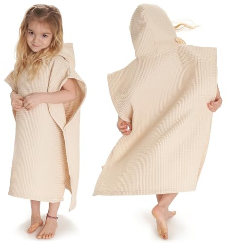 ZICOTO Soft Hooded Beach Towel for Kids - Cute Towel for Babies and Toddler Made of Waffle Cotton - Perfect Lightweight and Absorbent for Bath, Beach, Pool
