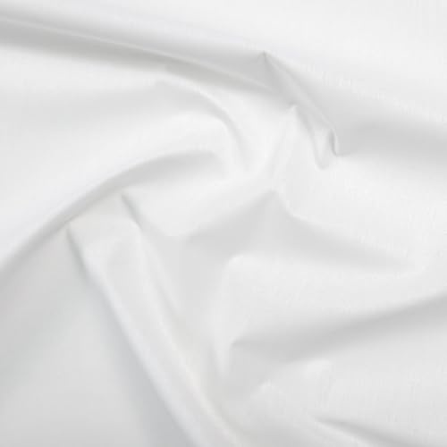 Panini Tessuti, Tessuto in 100% Cotone per la creazione di Modelli - venduto a ritaglio - h 150 cm (bianco, 1 metro)