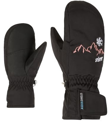 Ziener Kinder LAILLANI Ski-Fäustling/Wintersport | wasserdicht, PFC frei, Black, 7