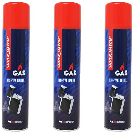 3X Feuerzeuggas 300 ml für Feuerzeuge mit 5 Adaptern | Near Zero impurities | Flambierbrenner | Nachfüllgas Nachfüller Gas | Sturmfeuerzeuge Stabfeuerzeug